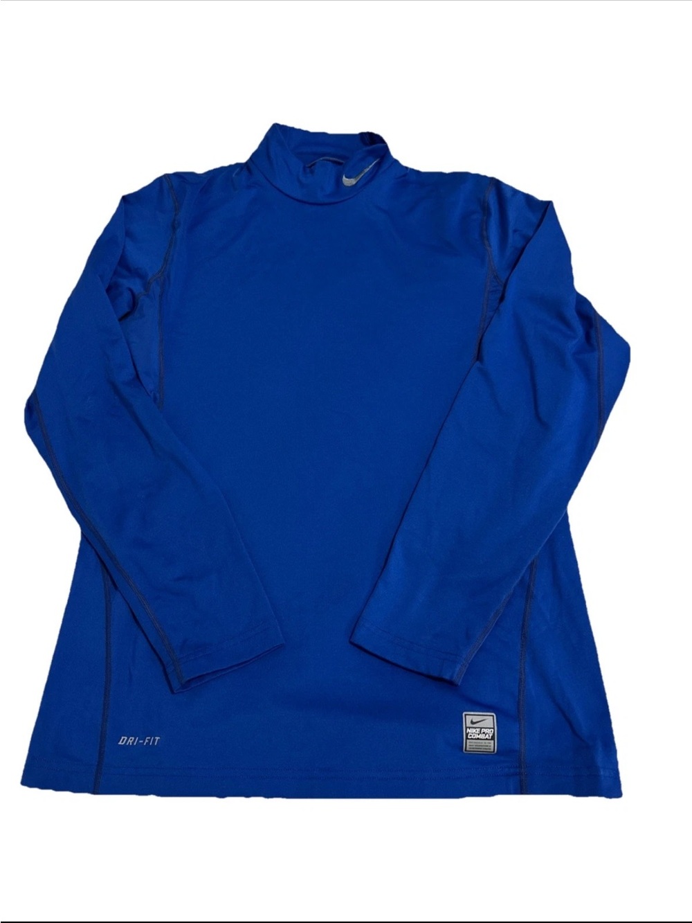Nike Dri-fit Pro Combat Shirt Men Sz M Blue  Fittted Mock Neck Long Sleeve